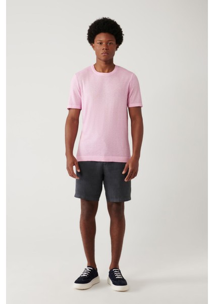Erkek Pembe Bisiklet Yaka Garment Dyed T-shirt A41y5074 indirimleri