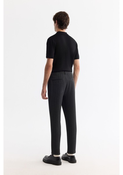 Erkek Antrasit Slim Fit Balık Sırtı Dokulu Yanı Lastikli Elastan Chino Pantolon A42y3024 modelleri