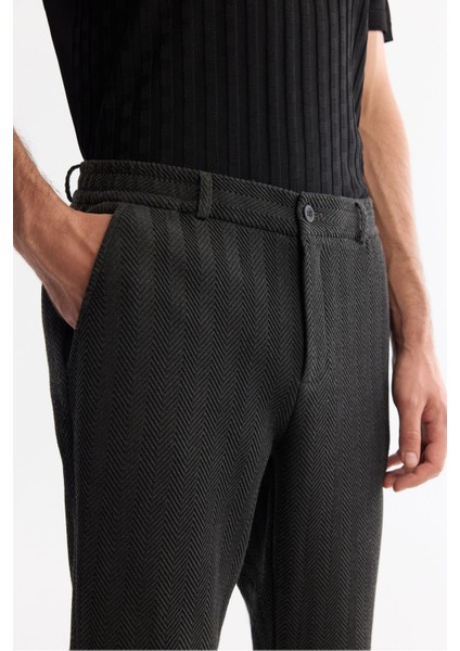 Erkek Antrasit Slim Fit Balık Sırtı Dokulu Yanı Lastikli Elastan Chino Pantolon A42y3024 fırsatları