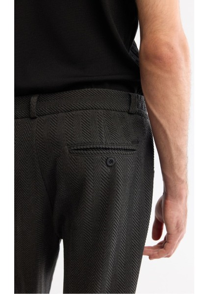 Erkek Antrasit Slim Fit Balık Sırtı Dokulu Yanı Lastikli Elastan Chino Pantolon A42y3024 indirimleri