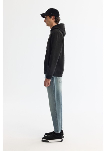 Erkek Siyah Kapüşonlu Baskılı Elastan Sweatshirt A42y1332 modelleri