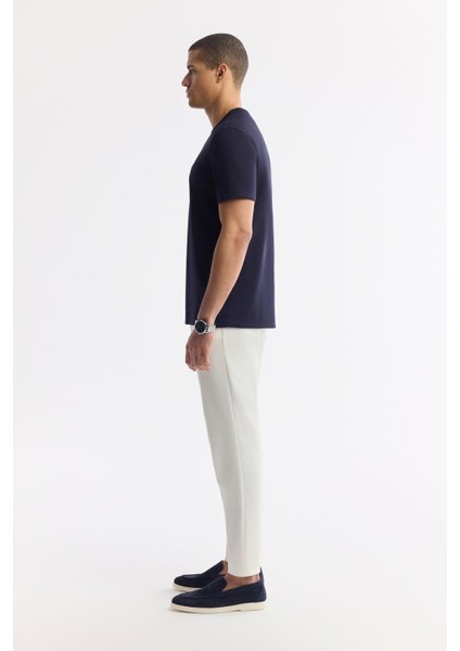 Erkek Lacivert Regular Fit Bisiklet Yaka Hologram Baskılı Interlok T-shirt A51y1132 modelleri