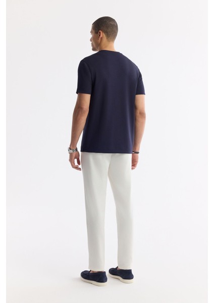 Erkek Lacivert Regular Fit Bisiklet Yaka Hologram Baskılı Interlok T-shirt A51y1132 fırsatları