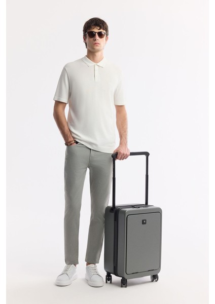 Erkek Açık Haki Slim Fit Klasik Bel Armürlü Pamuklu 5 Cep Pantolon B003038
