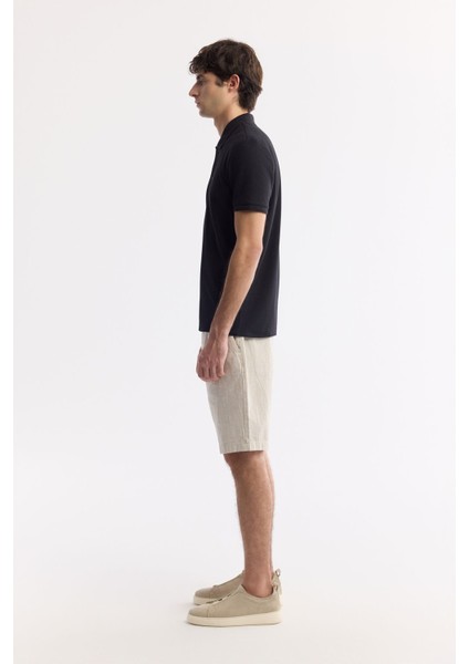 Erkek Siyah %100 Pamuk Hızlı Kuruyan Kıvrılmayan Polo Yaka T-Shirt B001032