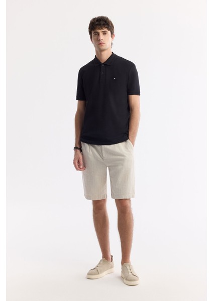 Erkek Siyah %100 Pamuk Hızlı Kuruyan Kıvrılmayan Polo Yaka T-Shirt B001032