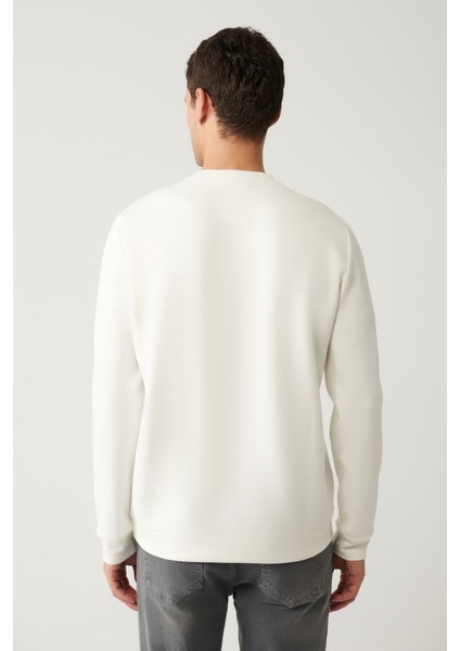 Erkek Ekru Bisiklet Yaka Interlok Baskılı Sweatshirt A41y1248 fırsatları