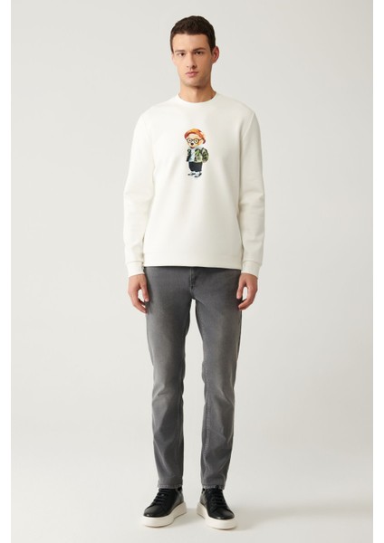 Erkek Ekru Bisiklet Yaka Interlok Baskılı Sweatshirt A41y1248 indirimleri