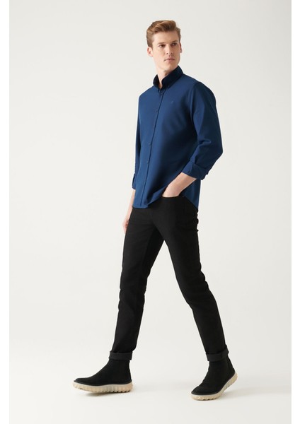 Erkek Siyah Slim Fit Eskitme Yıkamalı Esnek Jean Pantolon B003502