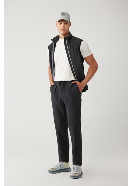 Erkek Antrasit Relaxed Fit Beli Lastikli Bağcıklı Fermuar Cepli Su Itici Bi Stretch Pantolon A41y323