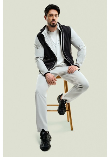 Erkek Taş Relaxed Fit Beli Lastikli Bağcıklı Fermuar Cepli Su Itici Bi Stretch Pantolon A41y3235