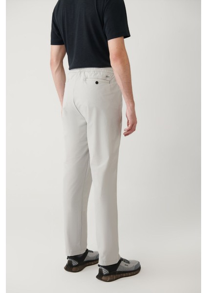 Erkek Taş Relaxed Fit Beli Lastikli Bağcıklı Fermuar Cepli Su Itici Bi Stretch Pantolon A41y3235