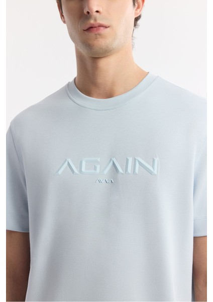 Erkek Açık Mavi Regular Fit Bisiklet Yaka Hologram Baskılı Interlok T-shirt A51y1132 fiyatları
