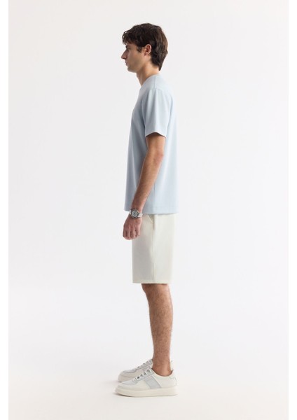 Erkek Açık Mavi Regular Fit Bisiklet Yaka Hologram Baskılı Interlok T-shirt A51y1132 modelleri