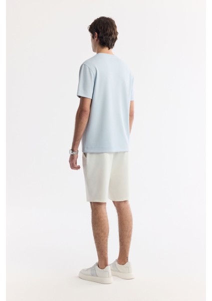 Erkek Açık Mavi Regular Fit Bisiklet Yaka Hologram Baskılı Interlok T-shirt A51y1132 fırsatları