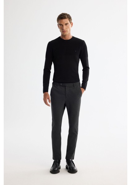Erkek Antrasit Slim Fit Yanı Lastikli Örme Elastan Pantolon A42Y3053