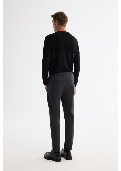 Erkek Antrasit Slim Fit Yanı Lastikli Örme Elastan Pantolon A42Y3053