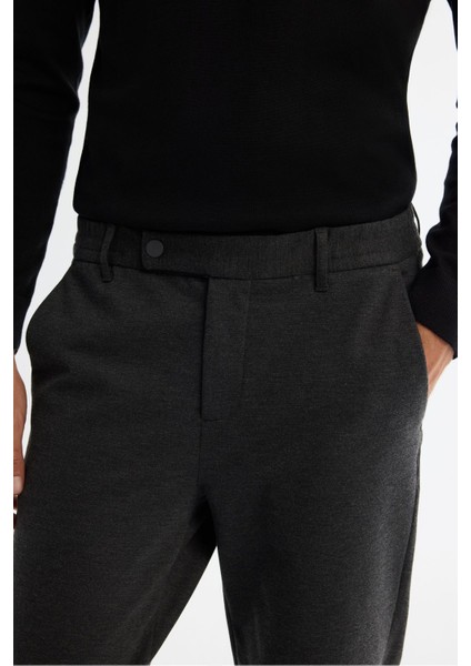 Erkek Antrasit Slim Fit Yanı Lastikli Örme Elastan Pantolon A42Y3053