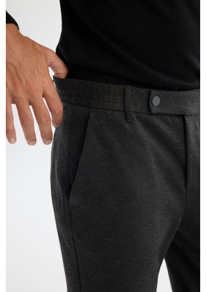 Erkek Antrasit Slim Fit Yanı Lastikli Örme Elastan Pantolon A42Y3053