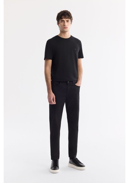 Erkek Siyah Slim Fit Klasik Bel Armürlü Pamuklu 5 Cep Pantolon B003038