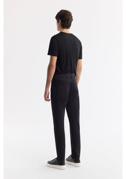 Erkek Siyah Slim Fit Klasik Bel Armürlü Pamuklu 5 Cep Pantolon B003038