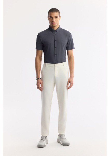 Erkek Kırık Beyaz Slim Fit Beli Lastikli Bi Stretch Kumaş Pantolon A51y3077