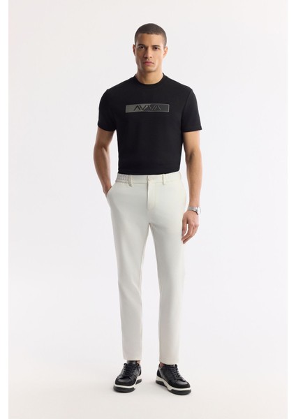 Erkek Kırık Beyaz Slim Fit Beli Lastikli Bi Stretch Kumaş Pantolon A51y3077