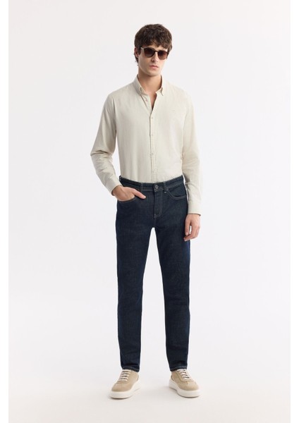 Erkek Indigo Slim Fit Silikon Yıkamalı Jean Pantolon A51y3530