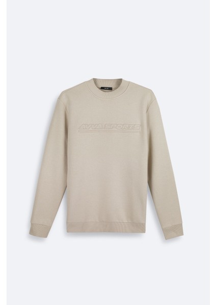 Erkek Taş Bisiklet Yaka 3 Iplik Şardonlu Baskılı Sweatshirt A42y1306