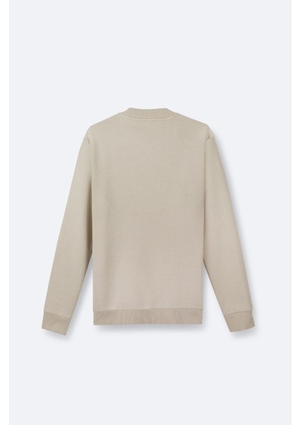 Erkek Taş Bisiklet Yaka 3 Iplik Şardonlu Baskılı Sweatshirt A42y1306