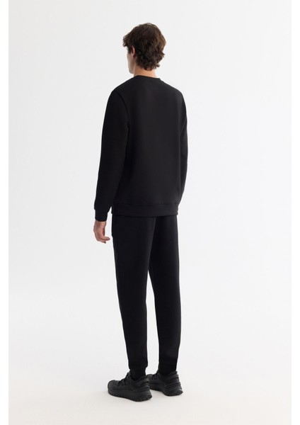Erkek Siyah Bisiklet Yaka Pamuklu Baskılı Elastan Sweatshirt A42y1259 fırsatları