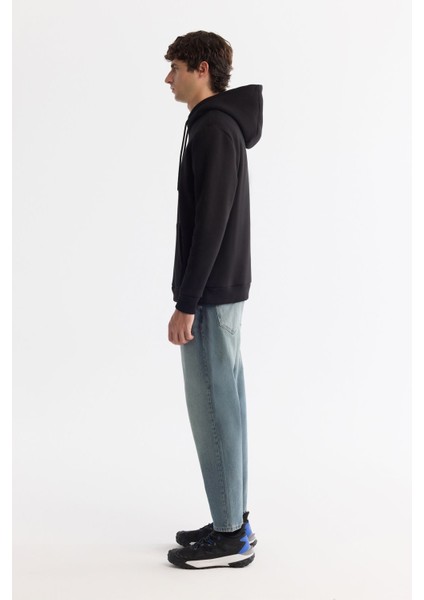 Erkek Siyah Kapüşonlu Yaka 3 Iplik Şardonlu Sweatshirt B001103 modelleri