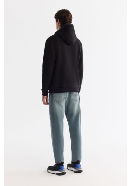 Erkek Siyah Kapüşonlu Yaka 3 Iplik Şardonlu Sweatshirt B001103 fırsatları
