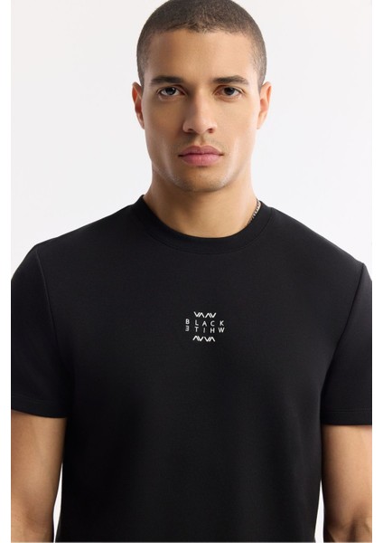 Erkek Siyah Bisiklet Yaka Baskılı İnterlok T-Shirt A51Y1162 fiyatları