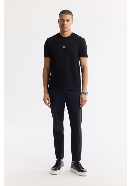 Erkek Siyah Bisiklet Yaka Baskılı İnterlok T-Shirt A51Y1162 indirimleri
