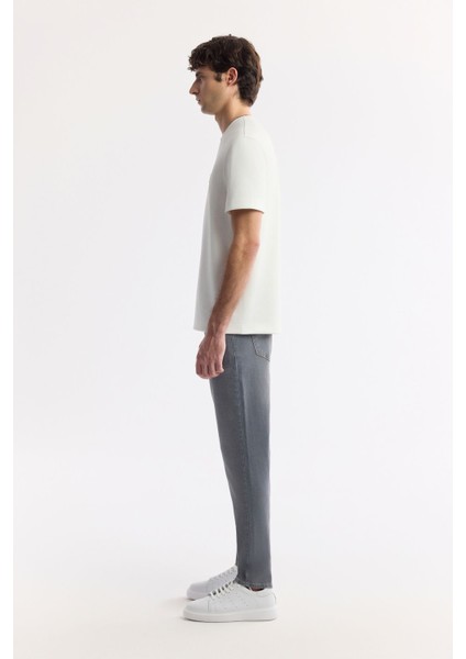 Erkek Beyaz Regular Fit Bisiklet Yaka Hologram Baskılı Interlok T-shirt A51y1132 modelleri