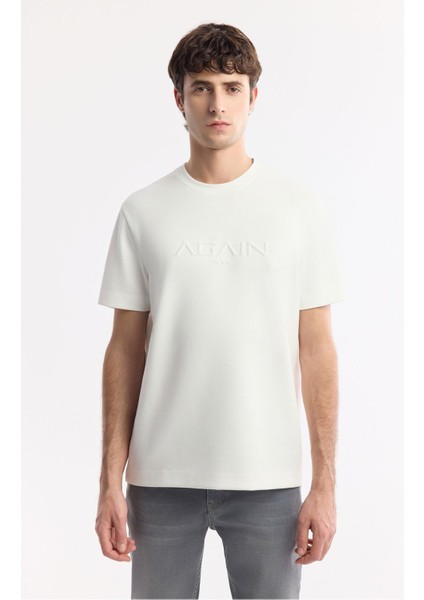 Erkek Beyaz Regular Fit Bisiklet Yaka Hologram Baskılı Interlok T-shirt A51y1132 indirimleri