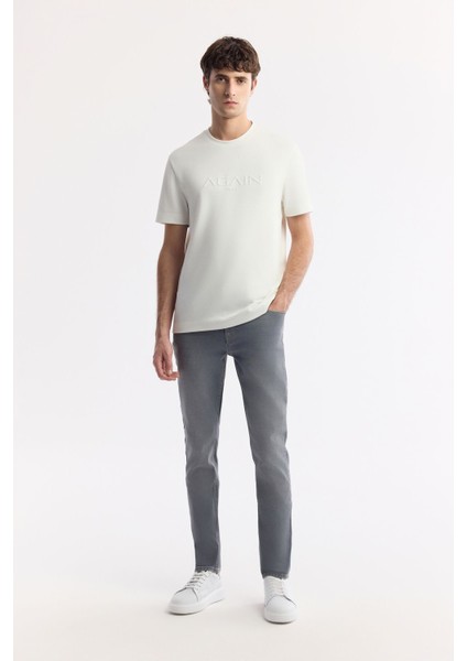 Erkek Beyaz Regular Fit Bisiklet Yaka Hologram Baskılı Interlok T-shirt A51y1132