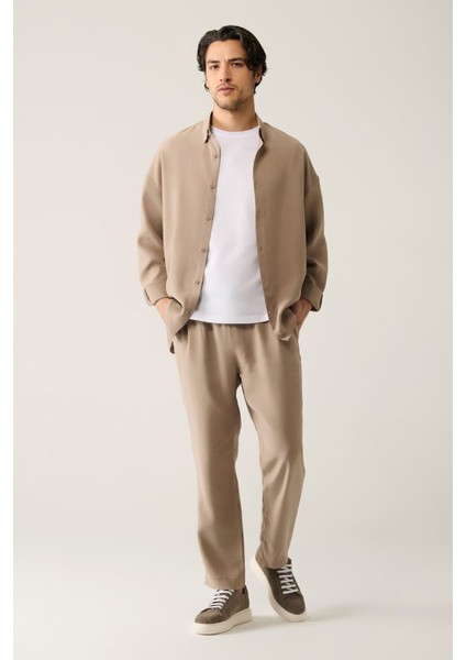 Erkek Bej Relaxed Fit Soft Touch Yandan Cepli Beli Lastikli Pantolon A41y3031 fiyatları