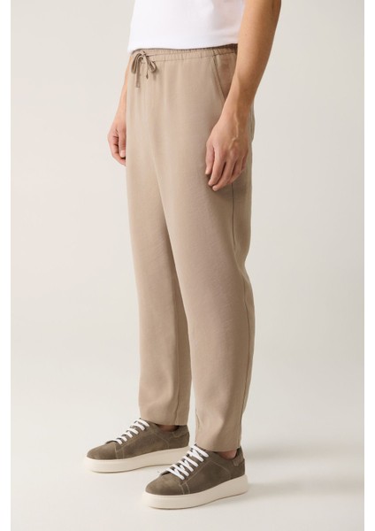 Erkek Bej Relaxed Fit Soft Touch Yandan Cepli Beli Lastikli Pantolon A41y3031 fırsatları
