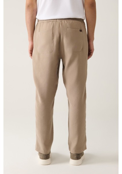 Erkek Bej Relaxed Fit Soft Touch Yandan Cepli Beli Lastikli Pantolon A41y3031 indirimleri