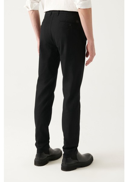 Erkek Siyah Esnek Chino Kanvas Pantolon B003002 modelleri