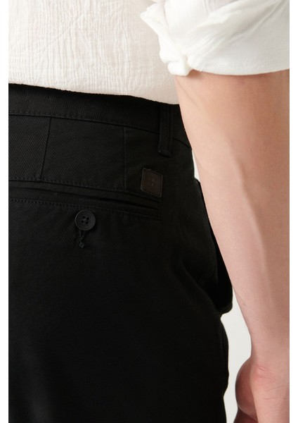 Erkek Siyah Esnek Chino Kanvas Pantolon B003002 indirimleri
