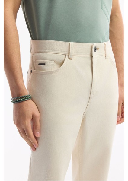 Erkek Bej Düz Yıkama Straight Fit Pantolon A51Y3548 fırsatları