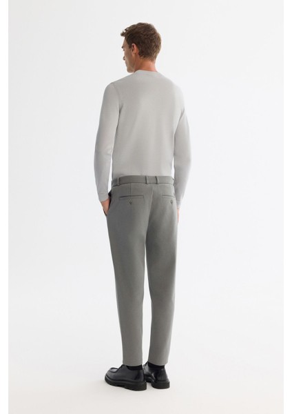Erkek Gri-yeşil Carrot Fit Diyagonal Desenli Örme Pantolon A42y3061 modelleri