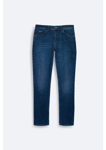 Erkek Lacivert Eskitme Yıkamalı Esnek Jean Pantolon A42Y3519