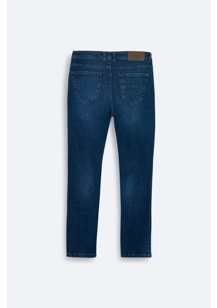 Erkek Lacivert Eskitme Yıkamalı Esnek Jean Pantolon A42Y3519