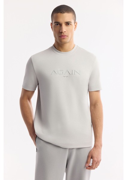 Erkek Gri Regular Fit Bisiklet Yaka Hologram Baskılı Interlok T-shirt A51y1132 indirimleri
