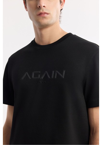Erkek Siyah Regular Fit Bisiklet Yaka Hologram Baskılı Interlok T-shirt A51y1132 fiyatları