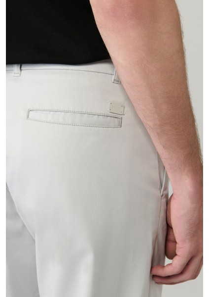 Erkek Açık Gri Pamuk Karışımlı Klasik Bel Relaxed Fit Pantolon A41Y3037